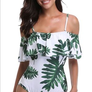 Tempt Me Vintage Off Shoulder Ruffled Swimsuit